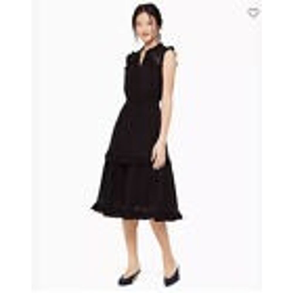 Kate Spade Broome Street Swiss Dot Sleeveless Black Dress Size XS